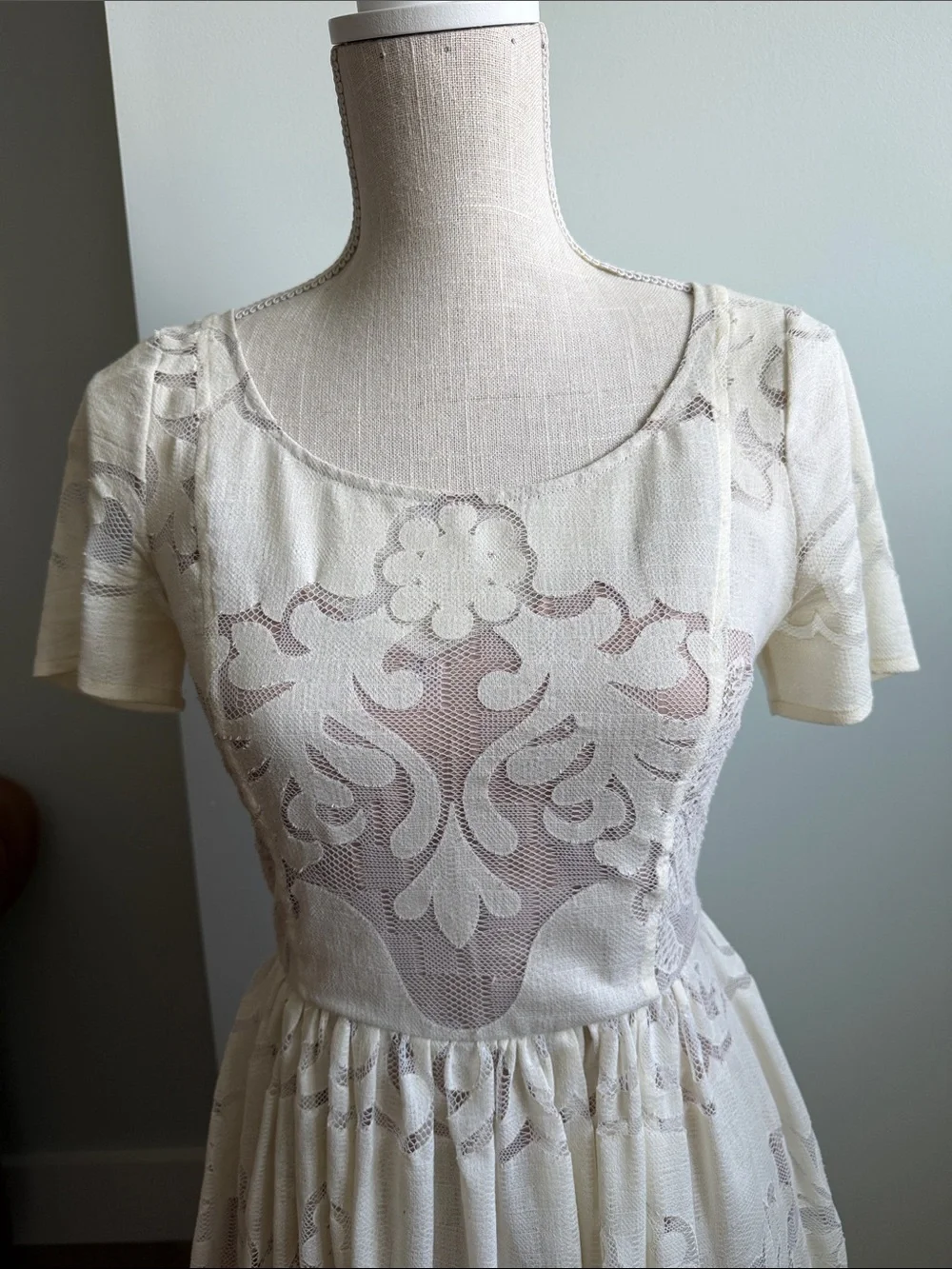 Tracy Reese Plenty Stella Cream Lace Midi Dress Anthropologie size XS 2
